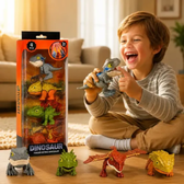 Imagem da oferta Kit 4 Dinossauros Morde Dedo Mini Miniatura Articulado Colecionável Baby Sensorial Brinquedo Educativo Infantil TEA TDAH T-Rex Velociraptor