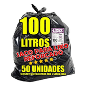 Imagem da oferta Saco De Lixo 100 Litros Reforçado Lixex 50 Unidades Forte Resistente Não Rasga - Ideal Para Condomínio Empresa Restaurante E Indústria - Baixa Den