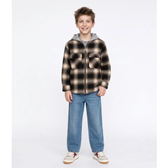 Imagem da oferta Camisa Infantil Em Algodão Xadrez com Capuz e Forro Interno - Tam 5 a 14 Anos
