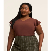 Imagem da oferta Blusa em Crepe com Babado na Manga Curve & Plus Size