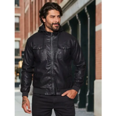Imagem da oferta Jaqueta Masc. Pu Peluciada Capuz Broken Rules 520152 Preto P Lisa