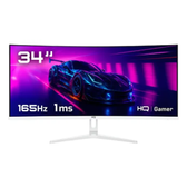 Imagem da oferta Monitor Gamer 34 Curvo Branco 1ms 165hz Hq Hqw34c16 Branco