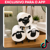 Imagem da oferta Kit 3 Suportes Papel Higiênico Ovelha Shaun Preto para Banheiro