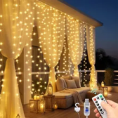 Imagem da oferta 300 Leds 3x3 M Usb Luz De Cortina Decoraçãoluzes Natal Branco Quente 127220v - R$ 31,99