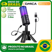 Imagem da oferta Microfone Condensador USB RGB COMICA Ejoy UNI S com Controle de Ganho e Monitoramento de Ruído AI