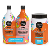 Imagem da oferta Kit Shampoo E Condicionador 1l + Máscara 1kg Sos Hidratação com Óleo de Rícino Linha de Tratamento Cabelos Danificados