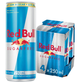 Imagem da oferta Pack de 4 latas Red Bull Energético, Sugar Free, Sem Açúcar, 250 ml