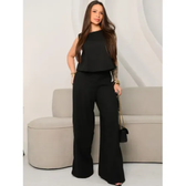 Imagem da oferta Conjunto Alfaiataria Calça Pantalona E Cropped Linho