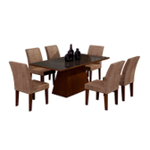 Imagem da oferta Conjunto de Mesa Luna com 6 Cadeiras Grécia Castor Preto Com Animalle Chocolate