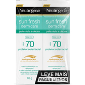 Imagem da oferta Protetor Solar Facial Para Pele Oleosa Derm Care FPS 70 Sem Cor Kit com 2 Unidades de 40g
