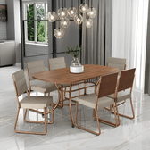 Imagem da oferta Conjunto Sala De Jantar Mesa E 6 Cadeiras Fênix Carraro Rose