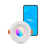 Imagem da oferta Luminária LED Ecospot Inteligente 5W 3000-6500k Elgin Redonda WIFI RGB Bivolt Compatível com Alexa e Google Home