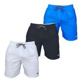 Imagem da oferta Kit 3 Bermudas Lisas Amarração Shorts Academia Treino Praia