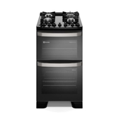 Imagem da oferta Electrolux Fogão 4 bocas Electrolux Preto Experience Mesa de Vidro, 2 Fornos e Grade de Ferro Fundido (FE4DB) 220V