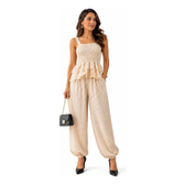 Imagem da oferta Conjunto Feminino Poá Calça Aladim Blusa Batinha Bolinhas
