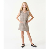 Imagem da oferta Vestido Infantil em Tweed Pied de Poule sem Manga Tam 1 a 6 Anos