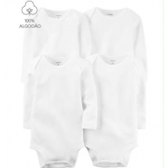 Imagem da oferta Kit Body Bebê 4 Peças Manga Longa Branco Carter's
