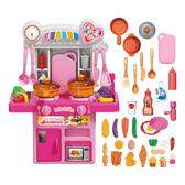 Imagem da oferta Cozinha Infantil Completa Com Luz E Som Acessórios Sai Água Rosa