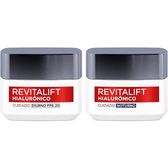 Imagem da oferta Kit Creme Facial Anti-idade L'Oréal Paris Revitalift Hialurônico Noturno + Diurno FPS 20 49g