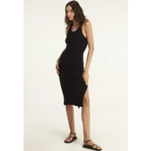 Imagem da oferta Vestido Canelado Cantão Midi Basic Preto