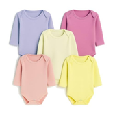 Imagem da oferta Kit 5 Peças Body Bebê Manga Longa Liso Feminino