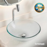 Imagem da oferta Cuba Pia De Apoio Sobrepor Vidro Redonda 30 Cm Transparente Banheiro Lavabo Beltempo Bt-4030 Texturizado