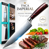 Imagem da oferta Faca Chef Profissional 8 Pol Aço Inox Corte Preciso Ultra Afiado Cabo Madeira Pakka Antiderrapante Profissional Premium