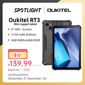 Imagem da oferta Tablet Oukitel rt3 mini 8" HD+ 5150 mAh 4gb + 64gb android 12