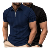 Imagem da oferta Kit 2 Camiseta Polo Manga Curta Com Ziper Masculina Canelada