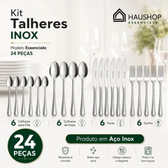 Imagem da oferta Faqueiro Inox 24 Peças Essenciale Haushop Jogo De Talheres Conjunto Mesa Posta Premium Resistente