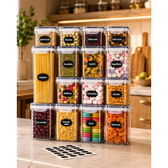 Imagem da oferta Kit 15 Potes Herméticos para Mantimentos com Etiquetas e Caneta