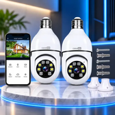 Imagem da oferta Kit 2 Câmeras Lâmpada de Segurança Wi-Fi 360º Visão Noturna