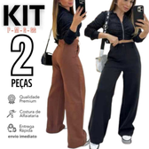 Imagem da oferta Kit 2 Calça Alfaiataria PREMIUM Cintura Alta Com Bolso PROMOÇÃO