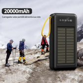 Imagem da oferta Power Bank Solar 20.000mAh LED Lanterna