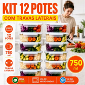 Imagem da oferta Kit com 12 Potes Marmita 750ml Reutilizável Freezer Microondas