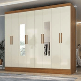 Imagem da oferta Guarda Roupa Casal com Espelho 8 Portas 4 Gavetas Jatobá Yescasa Cinamomo/Off White