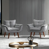 Imagem da oferta Kit 2 Poltrona Decorativa Opala Para Sala Recepção Luxo  Cor Cinza