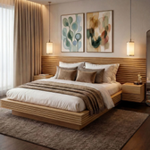 Imagem da oferta Cama CasalQueen com Cabeceira e Mesa de Apoio Samambaia CabeCasa MadeiraOriginals