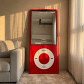 Imagem da oferta Espelho de Chão Retangular Clássico em Formato de MP3 Player com Corpo de Alumínio Vermelho e Roda de Clique Branca