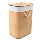 Imagem da oferta Cesto para Roupas Bambu Dobrável com Tampa Bege 60L Texfine