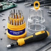 Imagem da oferta Kit Jogo Ferramentas 31 Peças Chaves Fenda Philips Torx Allen Estrela Precisão Cabo Emborrachado Imantado Estojo Organizador Reparos Eletr