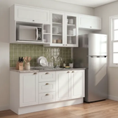 Imagem da oferta Cozinha Compacta 6 Peças Com Aéreo Para Micro-ondas Emily Branco Hpcalcare