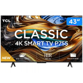 Imagem da oferta Smart TV 43'' Ultra HD 4K TCL LED com Google TV Dolby Vision e Atmos HDR10+ Wi-Fi Bluetooth - 43P755