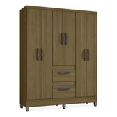 Imagem da oferta Guarda Roupa Solteiro 6 Portas 2 Gavetas Capri Poquema Cor Castanho