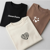 Imagem da oferta Camisetas Femininas Cristãs Jesus Cura Fé Estampadas Algodão Premium Gospel Evangélica