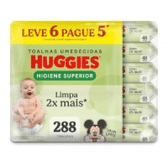 Imagem da oferta Lenços Umedecidos Huggies Max Clean 288 lenços (6 pacotes com 48 unidades cada)