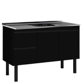 Imagem da oferta Kit Gabinete Preto para Cozinha Color em Madeira MDF + Pia de Inox Cuba Central 120x52cm
