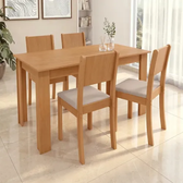 Imagem da oferta Conjunto Sala De Jantar Com 4 Cadeiras Grupo Lopas Easy Line Cor Amêndoa