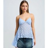 Imagem da oferta Blusa de Alcinha em Renda com Textura e Pontas Assimétricas