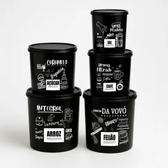 Imagem da oferta Kit 5 Potes De Mantimentos Plástico Decorado Preto Frases
